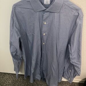 Brooks Brothers Blue Dress Shirt with Micro-Check Pattern
